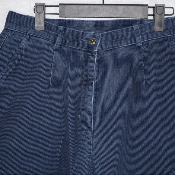 Vintage‎ L.L. Bean Corduroy Pants Womens 8 reg Pleated Front High Rise Navy Blue - Picture 2 of 9